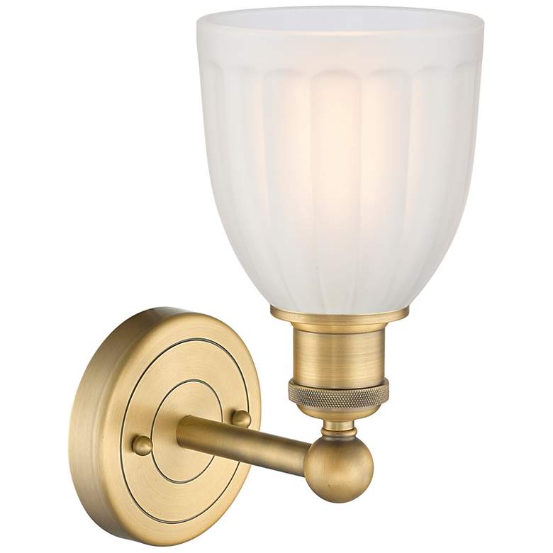Image 2 Brookfield 11.5"High Brushed Brass Sconce With White Shade more views