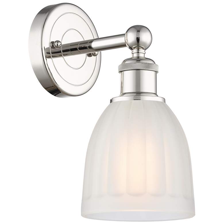 Image 1 Brookfield 11.5 inchHigh Polished Nickel Sconce With White Shade