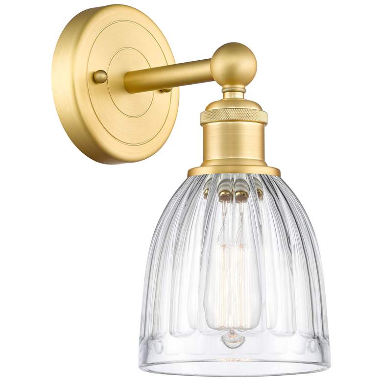 Image 1 Brookfield 11.5 inchHigh Satin Gold Sconce With Clear Shade