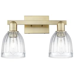 Brookfield 11" High 2-Light Antique Brass Bath Vanity Light w/ Clear Shade