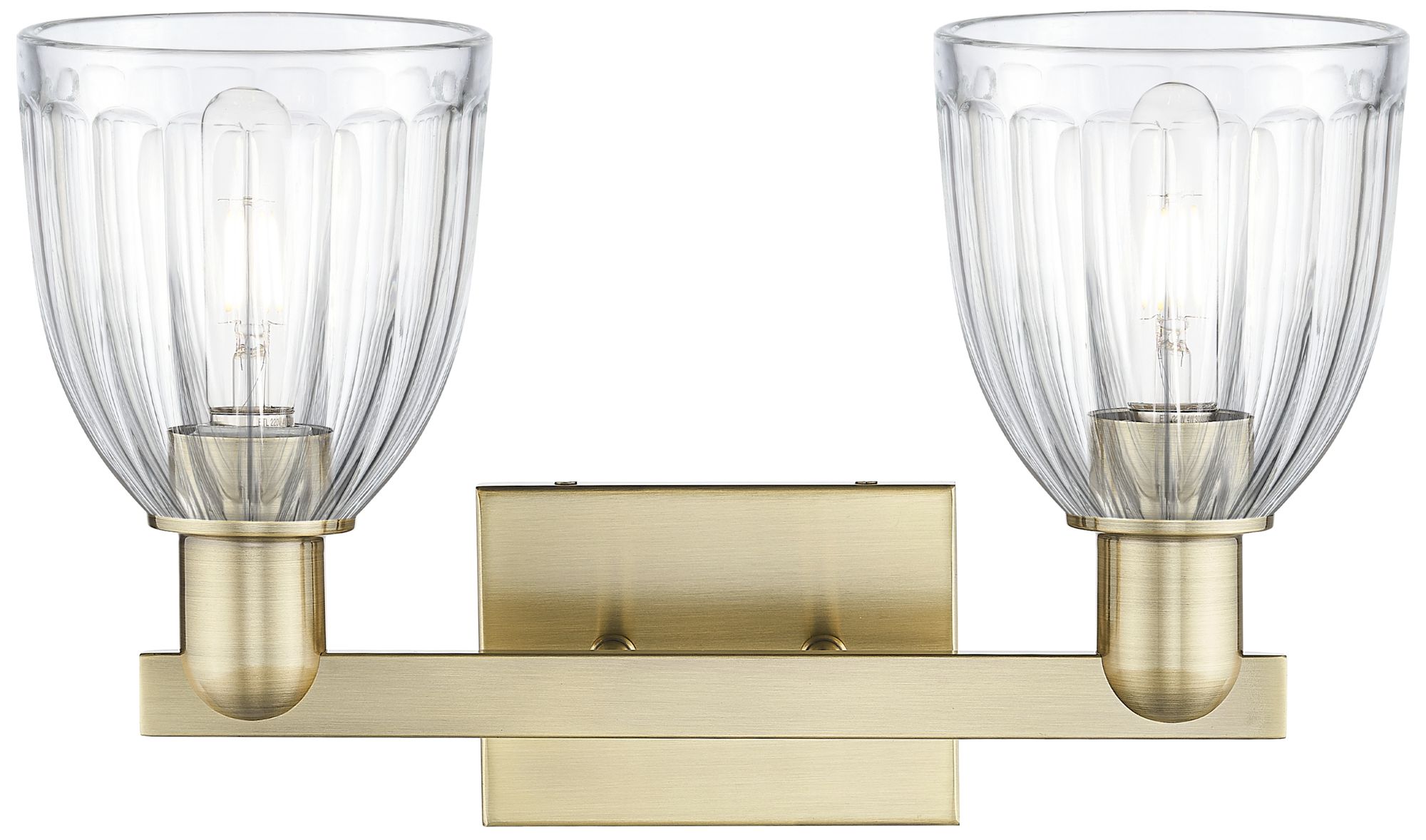 Image 2 Brookfield 11" High 2-Light Antique Brass Bath Vanity Light w/ Clear Shade more views
