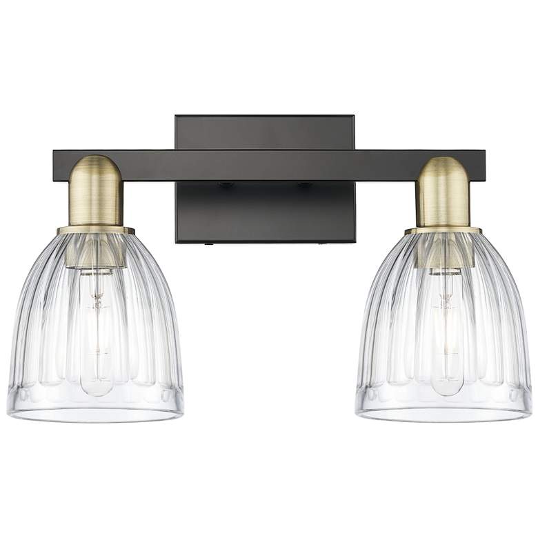 Image 1 Brookfield 11" High 2-Light Black Brass Bath Vanity Light w/ Clear Shade