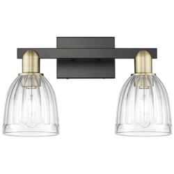 Brookfield 11" High 2-Light Black Brass Bath Vanity Light w/ Clear Shade