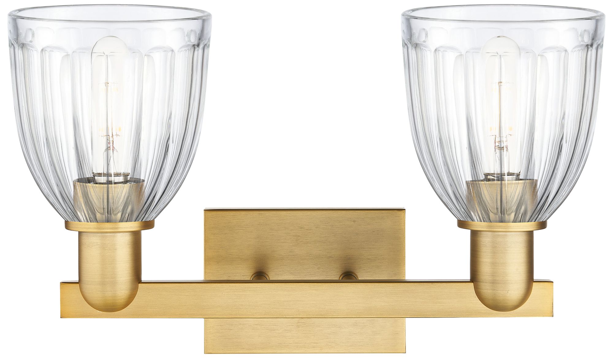 Image 2 Brookfield 11" High 2-Light Brushed Brass Bath Vanity Light w/ Clear Shade more views