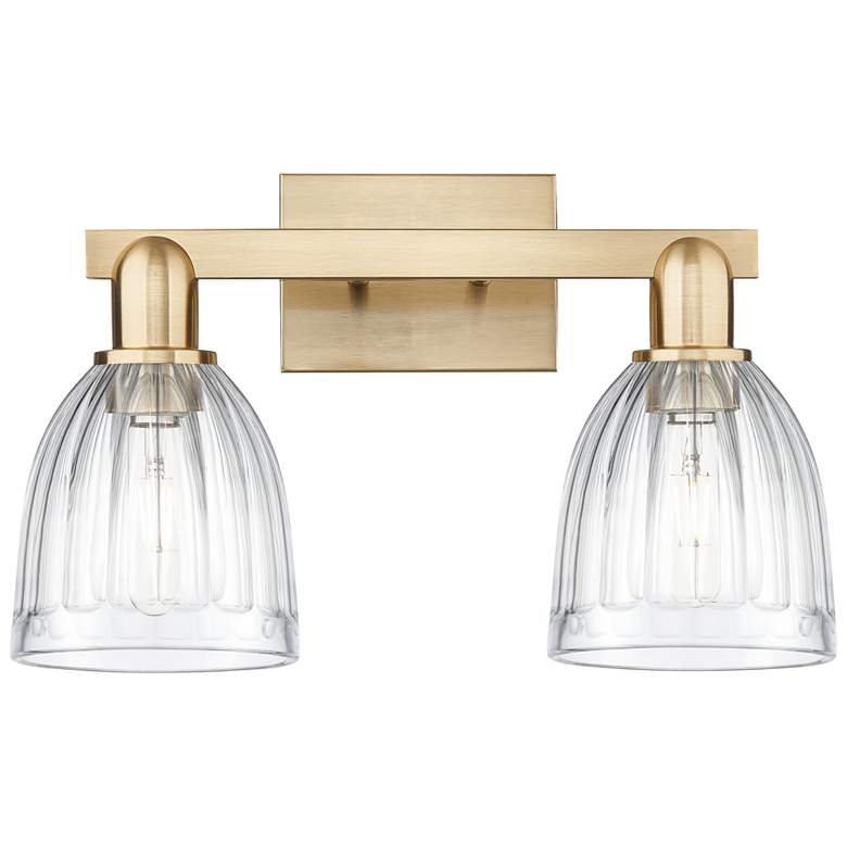 Image 1 Brookfield 11" High 2-Light Champagne Bronze Vanity Light w/ Clear Shade