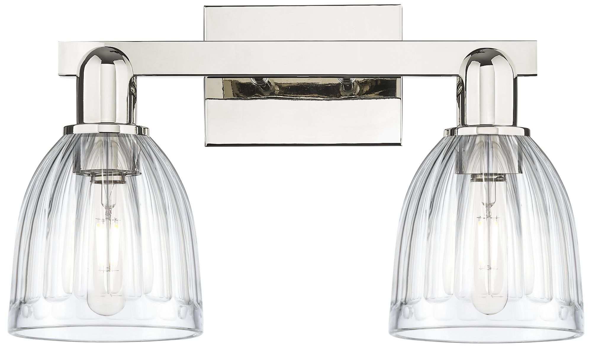 Brookfield 11" High 2-Light Polished Nickel Vanity Light w/ Clear Shade