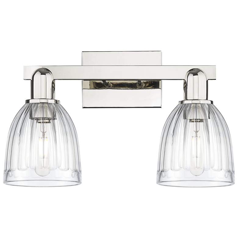 Image 1 Brookfield 11" High 2-Light Polished Nickel Vanity Light w/ Clear Shade