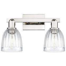 Brookfield 11" High 2-Light Polished Nickel Vanity Light w/ Clear Shade