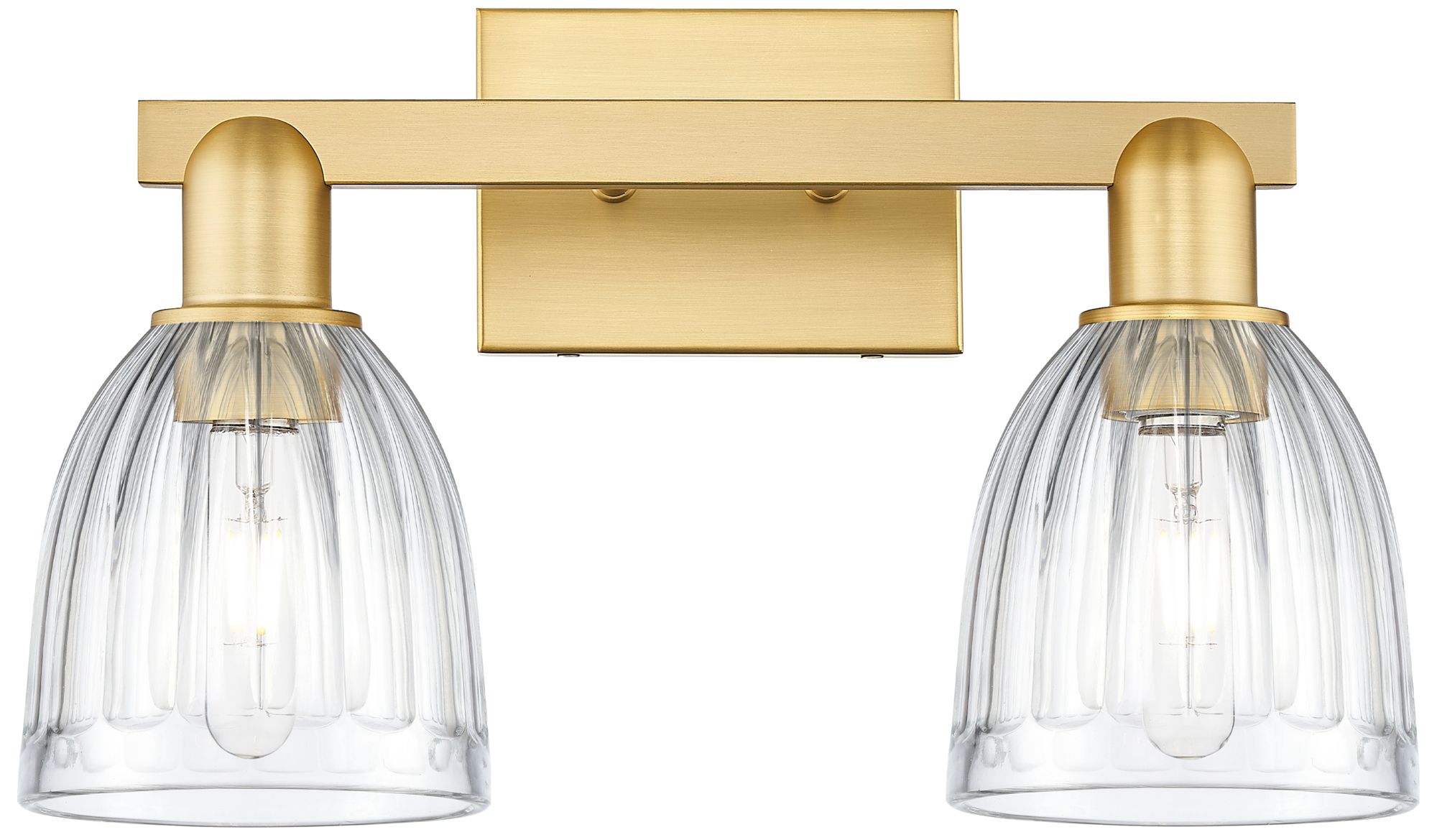 Brookfield 11" High 2-Light Satin Gold Bath Vanity Light w/ Clear Shade