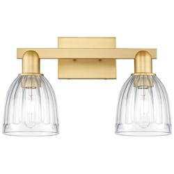 Brookfield 11" High 2-Light Satin Gold Bath Vanity Light w/ Clear Shade
