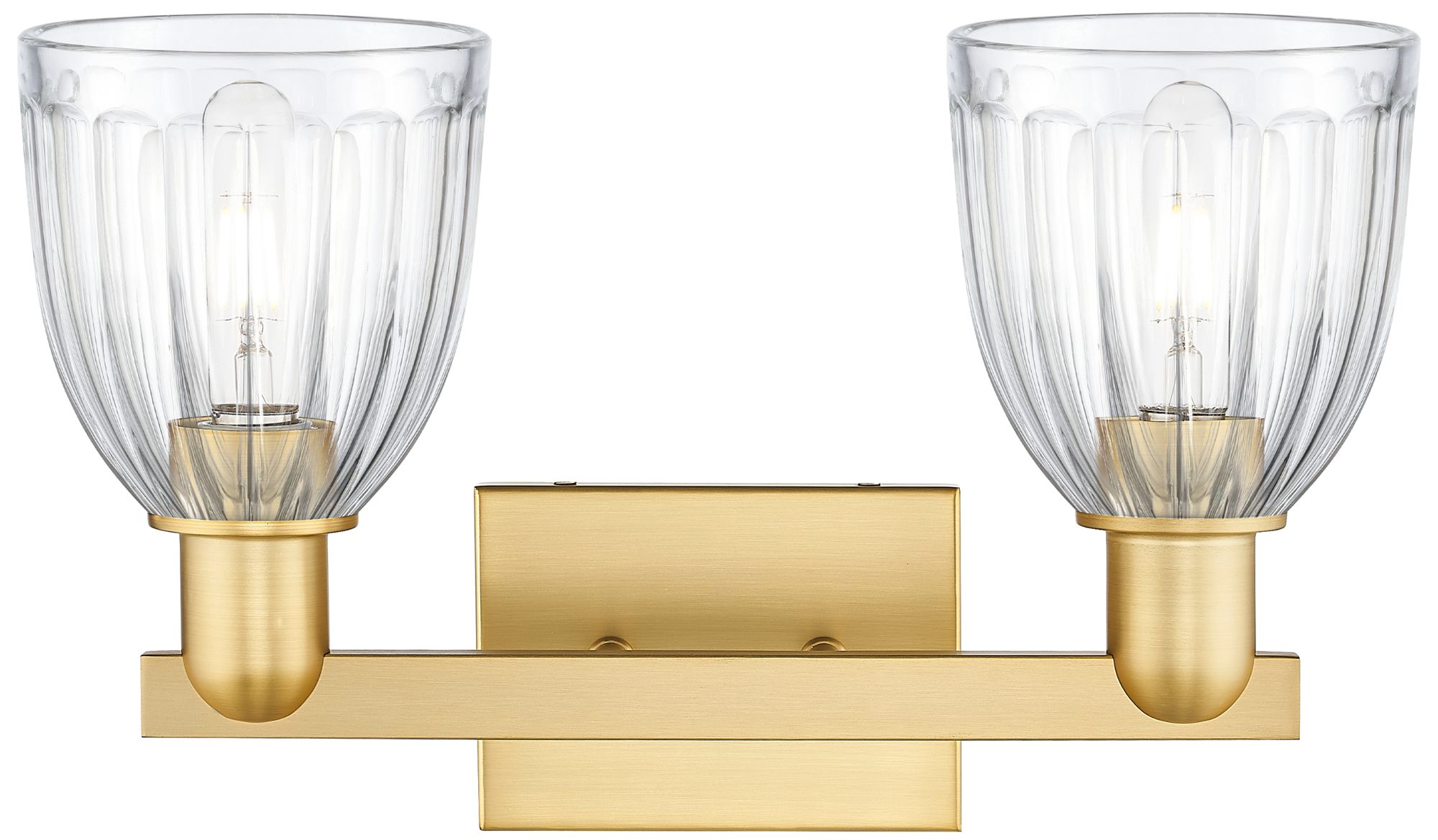 Image 2 Brookfield 11" High 2-Light Satin Gold Bath Vanity Light w/ Clear Shade more views