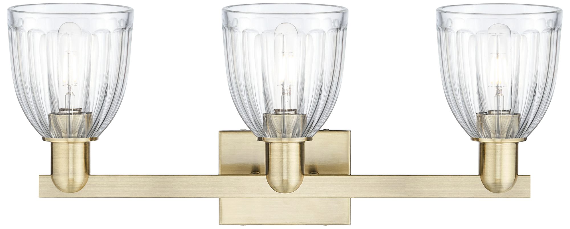 Image 2 Brookfield 11" High 3-Light Antique Brass Bath Vanity Light w/ Clear Shade more views