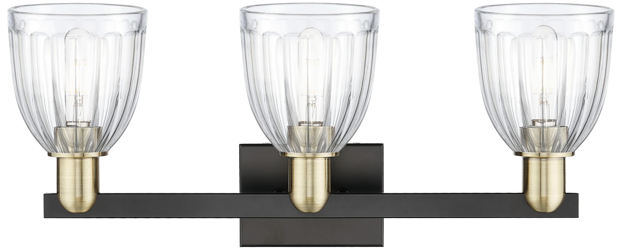 Image 2 Brookfield 11" High 3-Light Black Brass Bath Vanity Light w/ Clear Shade more views