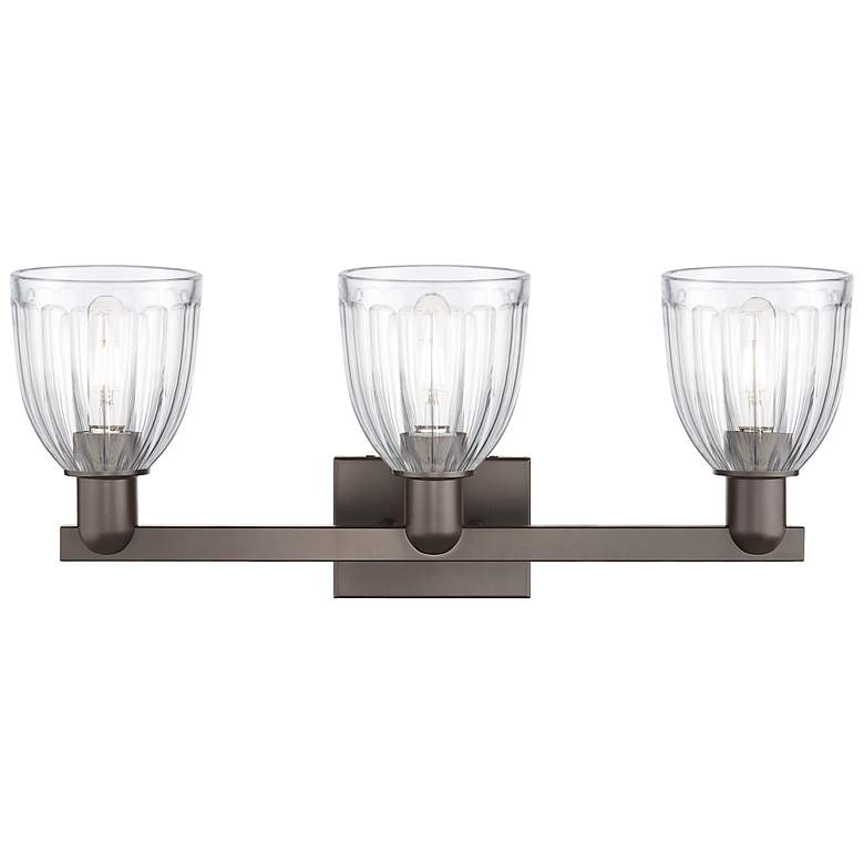 Image 2 Brookfield 11" High 3-Light Bronze Vanity Light w/ Clear Shade more views