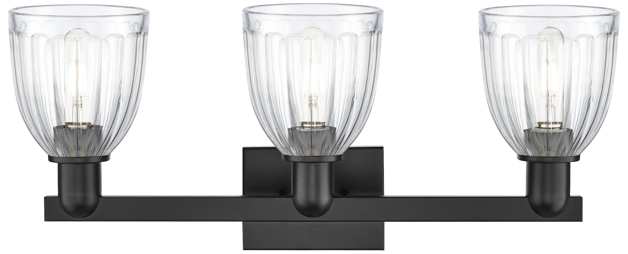 Image 2 Brookfield 11" High 3-Light Matte Black Bath Vanity Light w/ Clear Shade more views