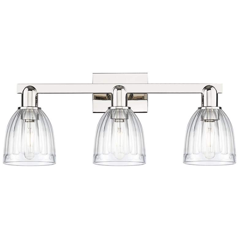 Image 1 Brookfield 11" High 3-Light Polished Nickel Vanity Light w/ Clear Shade