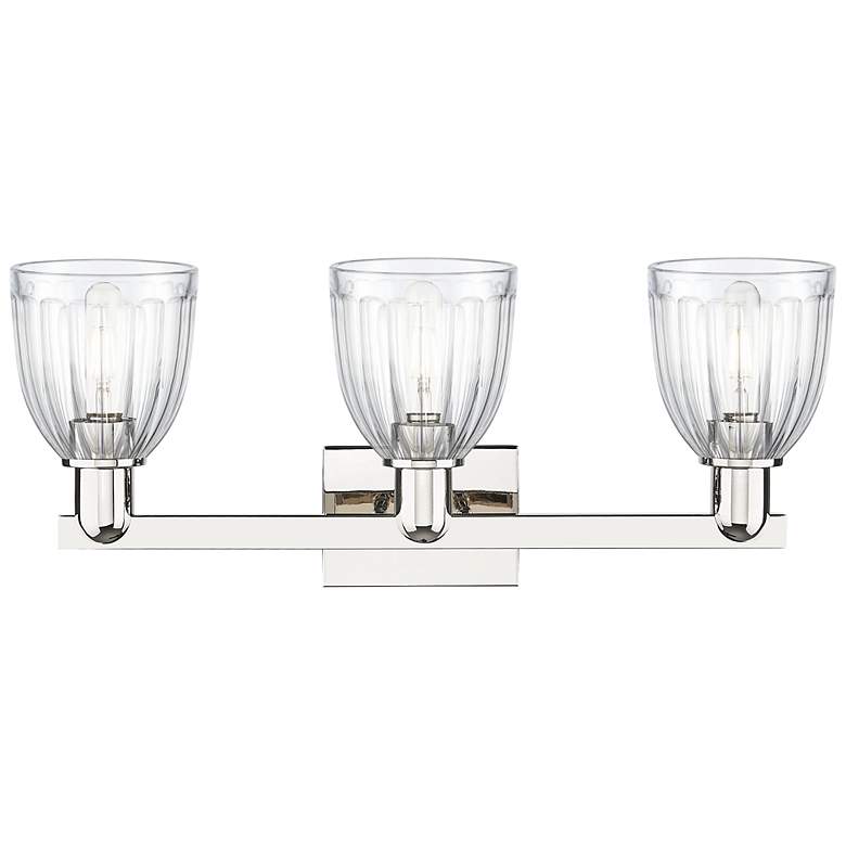 Image 2 Brookfield 11" High 3-Light Polished Nickel Vanity Light w/ Clear Shade more views