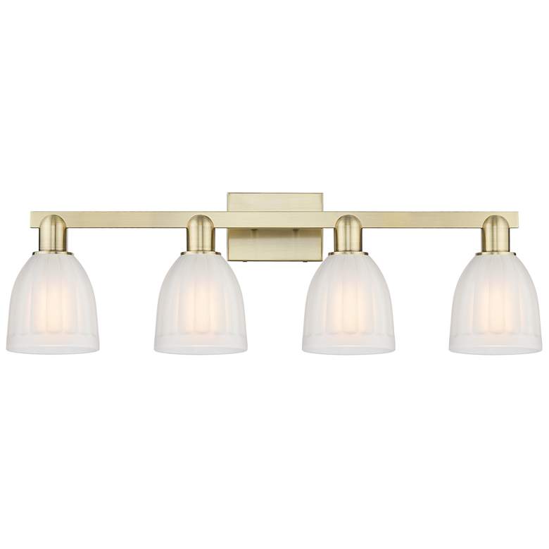 Image 1 Brookfield 11" High 4-Light Antique Brass Bath Vanity Light w/ White Shade