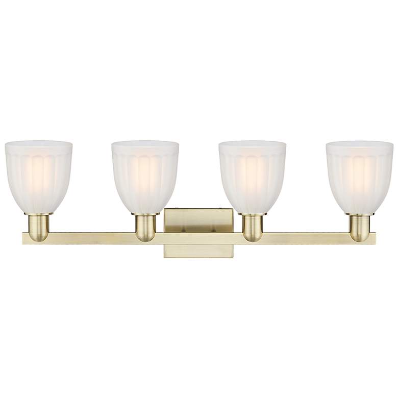 Image 2 Brookfield 11" High 4-Light Antique Brass Bath Vanity Light w/ White Shade more views
