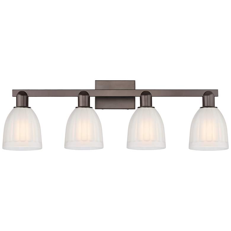 Image 1 Brookfield 11" High 4-Light Bronze Vanity Light w/ White Shade