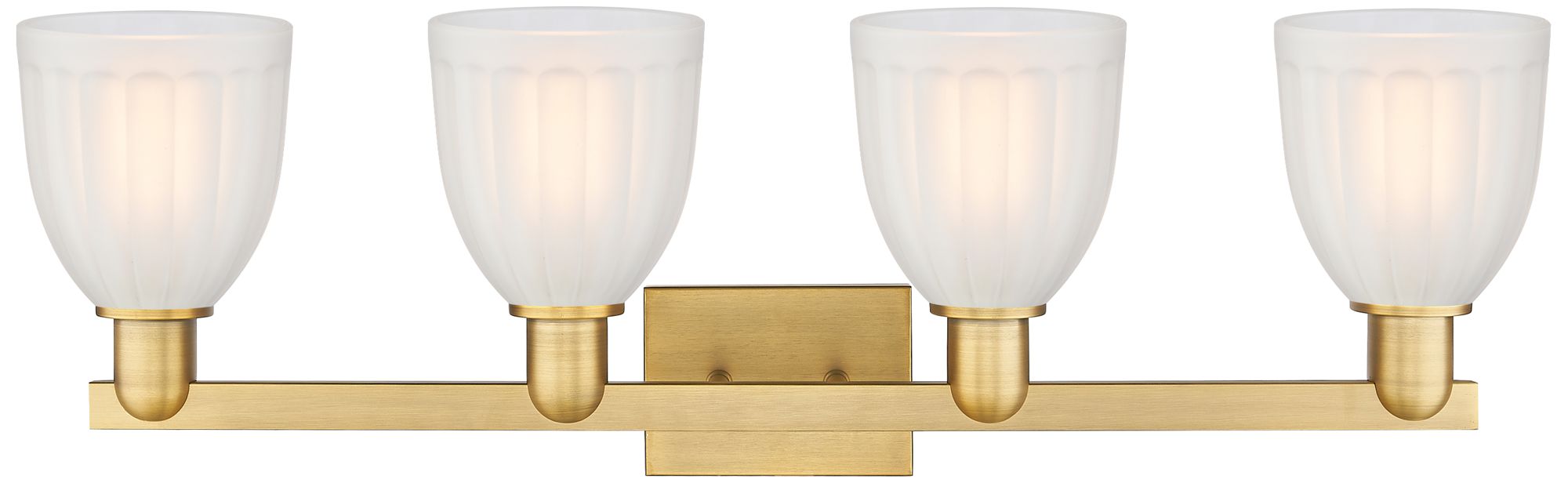 Image 2 Brookfield 11" High 4-Light Brushed Brass Bath Vanity Light w/ White Shade more views