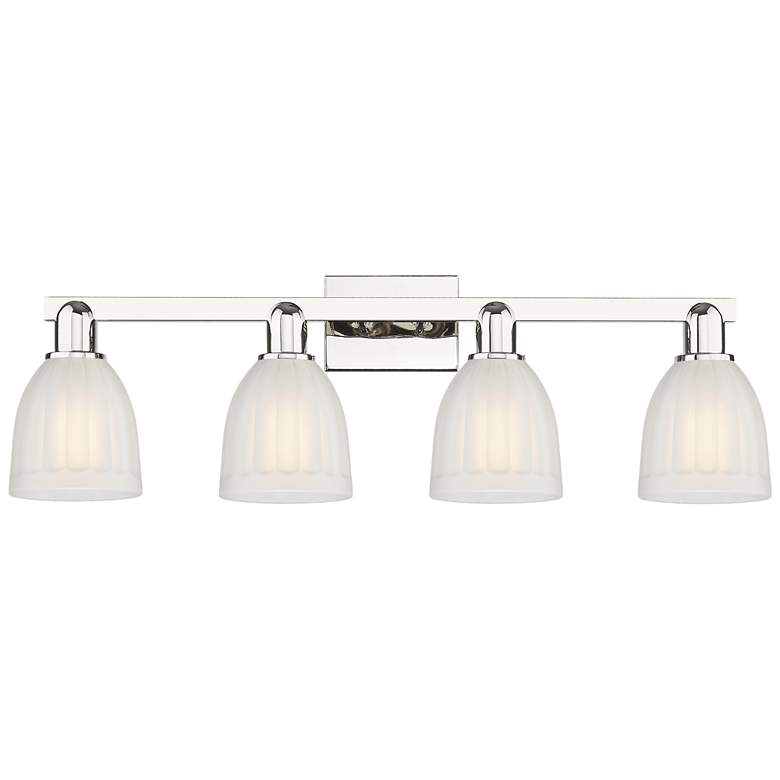 Image 1 Brookfield 11" High 4-Light Polished Nickel Vanity Light w/ White Shade