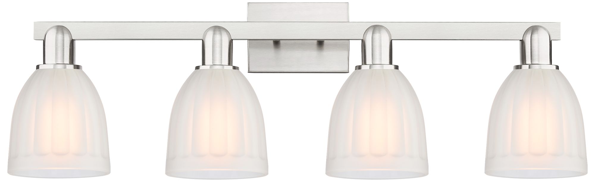 Thumbnail1 of Brookfield 11" High 4-Light Satin Nickel Vanity Light w/ White Shade