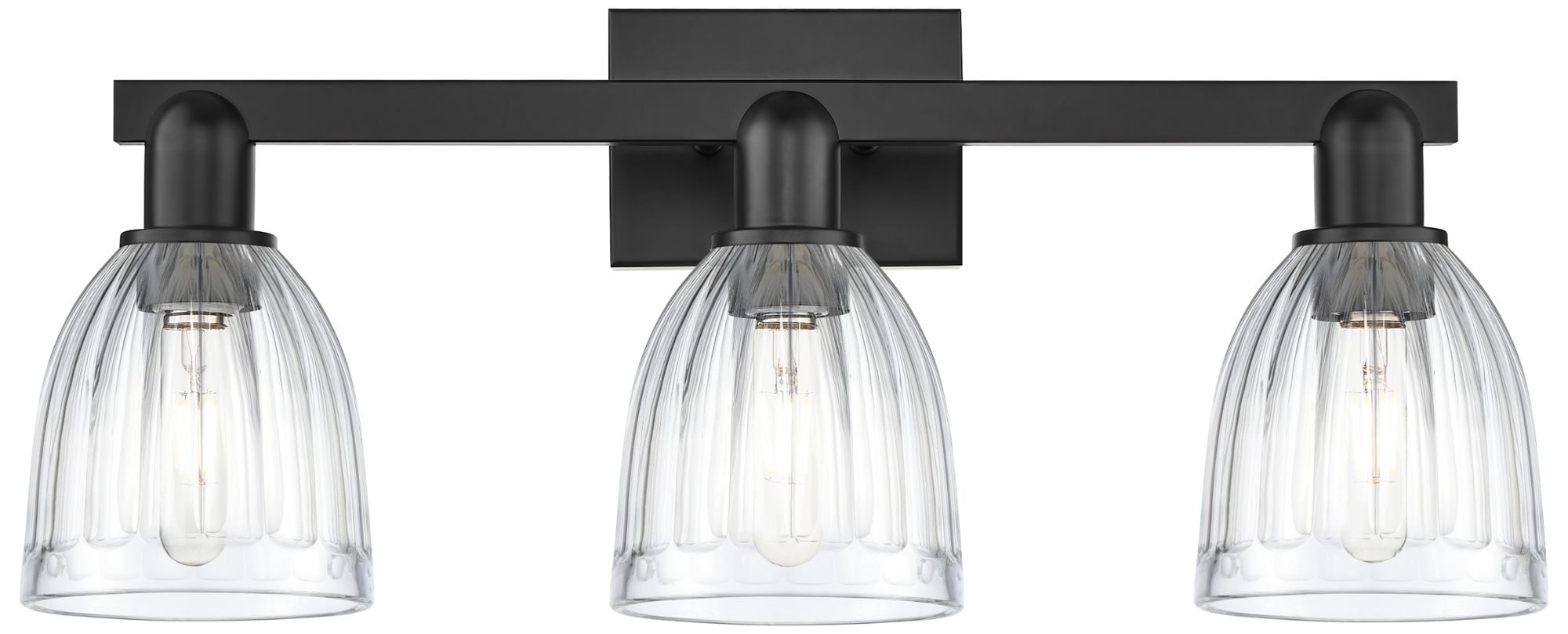 Brookfield 11" High 3-Light Matte Black Bath Vanity Light w/ Clear Sha