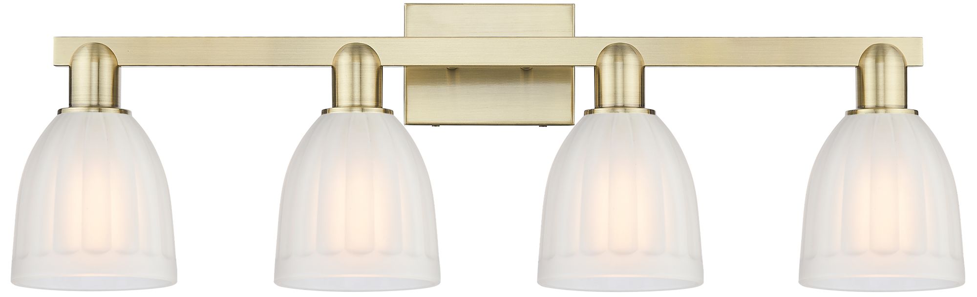 Brookfield 11" High 4-Light Antique Brass Bath Vanity Light w/ White S