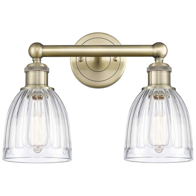 Image 1 Brookfield 14.75"W 2 Light Antique Brass Bath Vanity Light With Clear