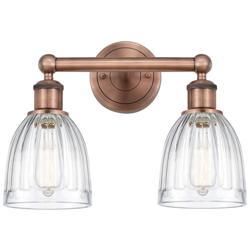 Brookfield 14.75&quot;W 2 Light Antique Copper Bath Light With Clear Shade