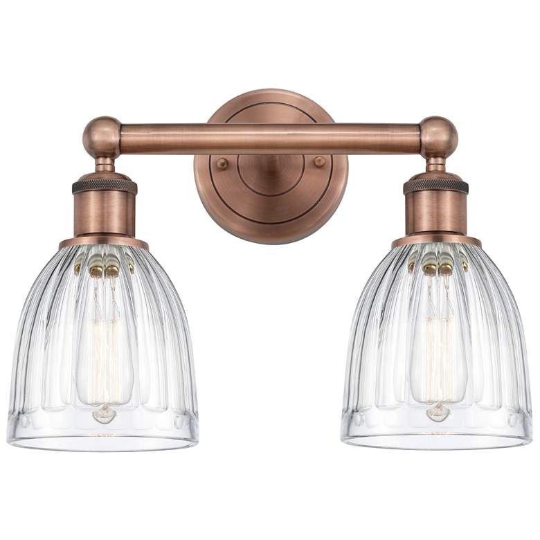 Image 1 Brookfield 14.75"W 2 Light Antique Copper Bath Light With Clear Shade