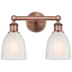 Brookfield 14.75&quot;W 2 Light Antique Copper Bath Light With White Shade
