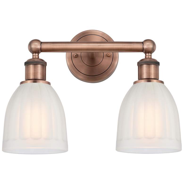 Image 1 Brookfield 14.75"W 2 Light Antique Copper Bath Light With White Shade