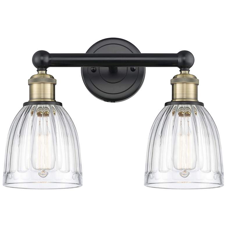 Image 1 Brookfield 14.75"W 2 Light Black Antique Brass Bath Light With Clear S