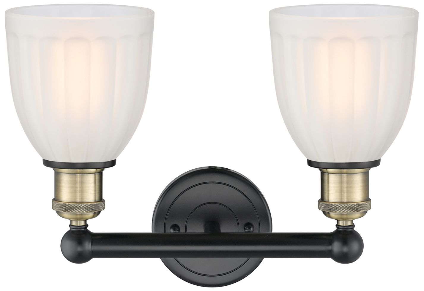 Image 2 Brookfield 14.75"W 2 Light Black Antique Brass Bath Light With White S more views