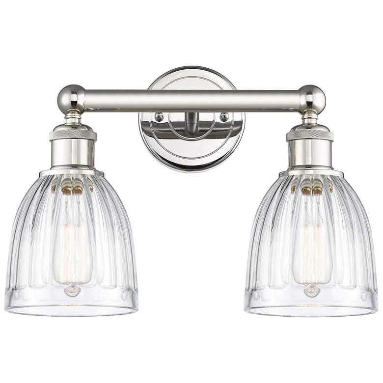 Image 1 Brookfield 14.75 inchW 2 Light Polished Nickel Bath Light With Clear Shade