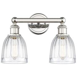 Brookfield 14.75&quot;W 2 Light Polished Nickel Bath Light With Clear Shade