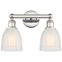 Brookfield 14.75&quot;W 2 Light Polished Nickel Bath Light With White Shade