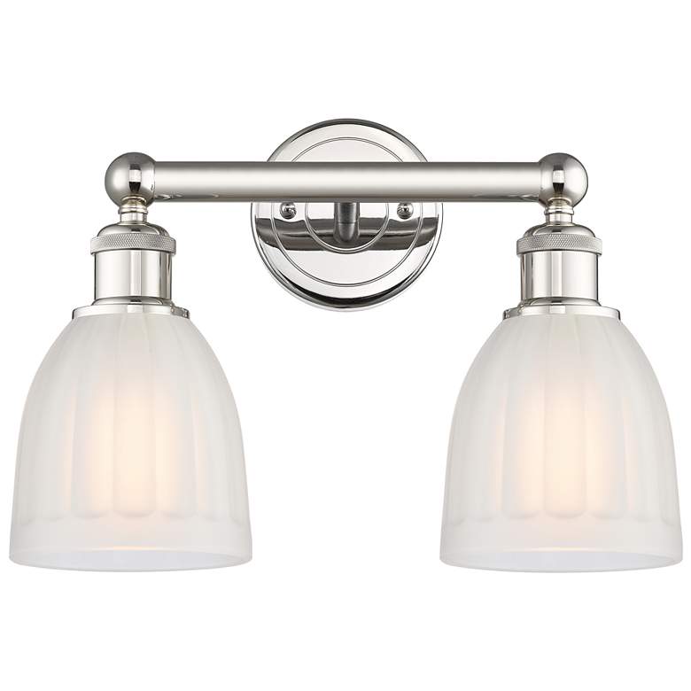 Image 1 Brookfield 14.75"W 2 Light Polished Nickel Bath Light With White Shade