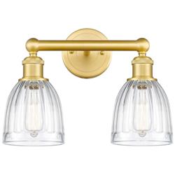 Brookfield 14.75&quot;W 2 Light Satin Gold Bath Vanity Light With Clear Sha