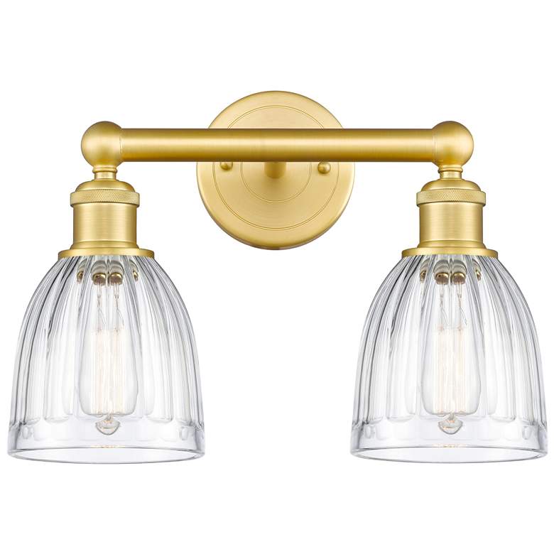 Image 1 Brookfield 14.75"W 2 Light Satin Gold Bath Vanity Light With Clear Sha