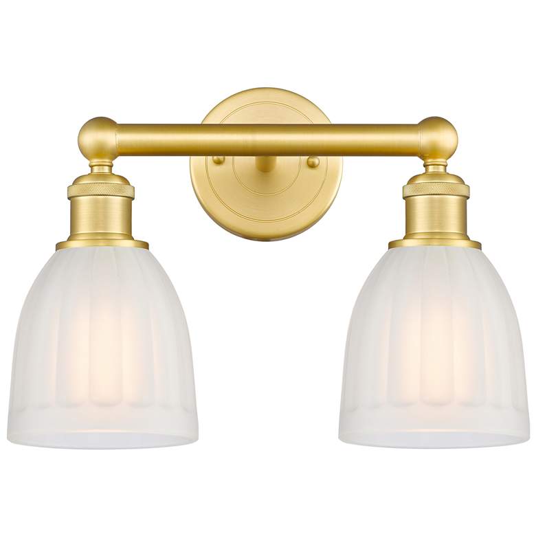 Image 1 Brookfield 14.75"W 2 Light Satin Gold Bath Vanity Light With White Sha