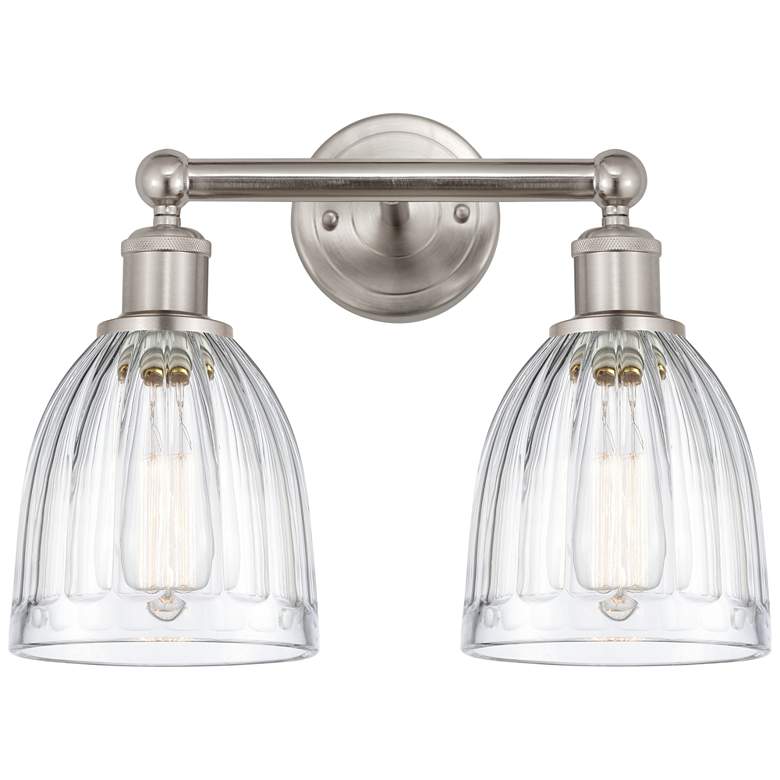 Image 1 Brookfield 15" 2-Light Brushed Satin Nickel Bath Light w/ Clear Shade