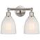 Brookfield 15" 2-Light Brushed Satin Nickel Bath Light w/ White Shade
