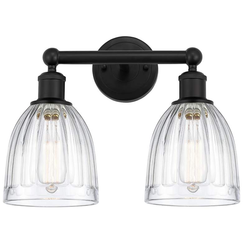 Image 1 Brookfield 15" 2-Light Matte Black Bath Light w/ Clear Shade