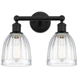 Brookfield 15" 2-Light Matte Black Bath Light w/ Clear Shade