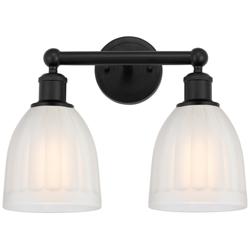 Brookfield 15" 2-Light Matte Black Bath Light w/ White Shade