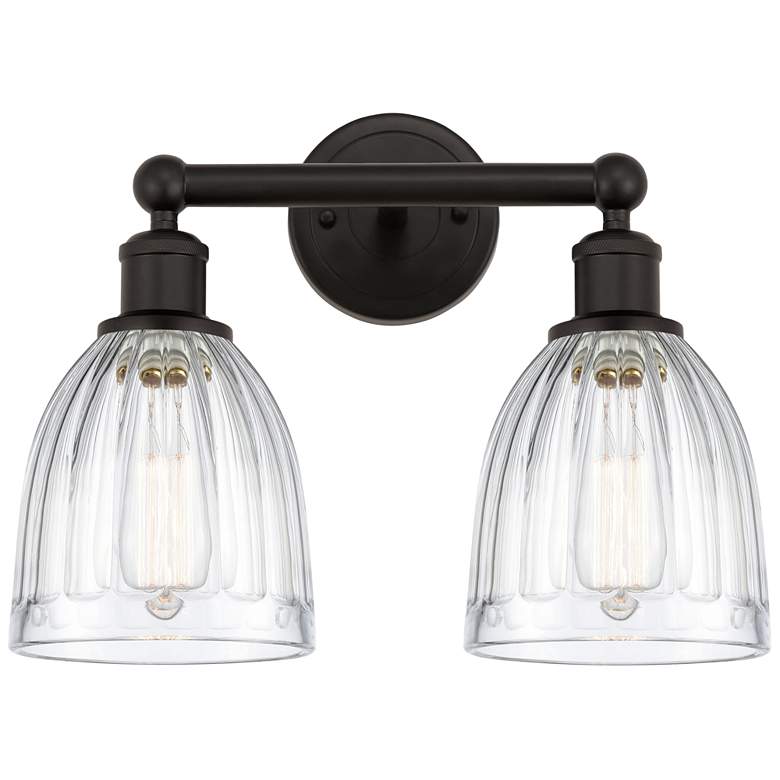Image 1 Brookfield 15" 2-Light Oil Rubbed Bronze Bath Light w/ Clear Shade