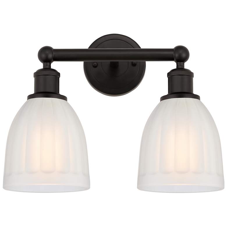 Image 1 Brookfield 15" 2-Light Oil Rubbed Bronze Bath Light w/ White Shade